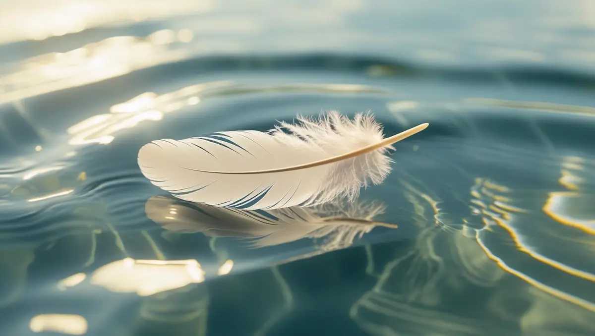 Feder auf Wasser leicht sinnlich schwerelos